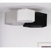Duolla Taklampe Emil, tekstil i svart/grått/hvitt, 70 cm, 3 lyskilder