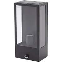LINDBY utendørs vegglampe Ilana, svart, sensor, IP44, E27