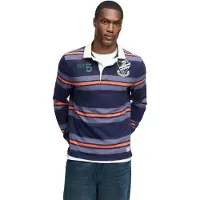 Superdry Double Emblem Stripe Rugby Langermet Poloskjorte