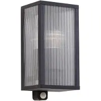 LINDBY utendørs vegglampe Peldar antrasitt/riflet 26 cm med sensor