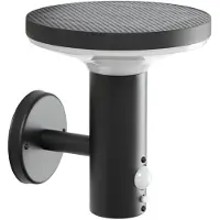 PRIOS LED-solcellelampe for veggmontering, Kalen, 17 cm, svart, sensor