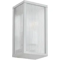 LINDBY utendørs vegglampe Peldar, lysegrå/riflet, 26 cm, IP44