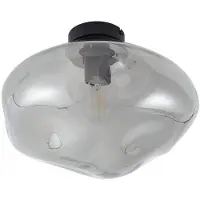 LINDBY taklampe Lelia, røykgrå, glass, Ø 35 cm