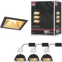 Paulmann 93129 Cole LED-innbygningslys, sett med 3 stk (RGB), 6 W, svart/gull (matte)