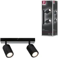 Paulmann downlight Lirena, matt svart, lengde 26 cm, 2 lyskilder.