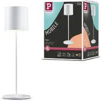 Paulmann LED-batteridrevet bordlampe Tuni, hvit, plast, IP44