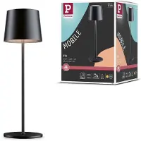 Paulmann LED-batteridrevet bordlampe Gilo, svart, plast, IP44