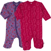 Pippi Baby Pippi Nattdrakter M/f - 2-pack - Lilla/Rosa m. Trykk - - 68 - Nattdrakt