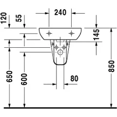 Duravit 07054500002, Veggmontert vask, Keramisk, Hvit, 450 mm-1