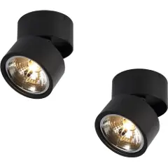 QAZQA Sett med 2 spotlights svarte runde justerbare - Go Nine-2