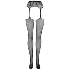 Sans marque Le Désir Fishnet and Lace Garterbelt Stockings - One Size - Sort-5