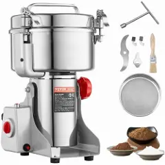 Vevor 2500g elektrisk kornmøllekvern, høyhastighets 3400W kommersielle krydderkverner, pulvermaskin i rustfritt stål, for tørre korn, krydder, frokostblandinger, kaffe, mais, pepper, svingtype-1