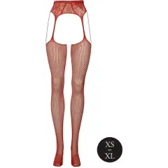 Shots Le Désir Fishnet and Lace Garterbelt Stockings - One Size - Korall-2