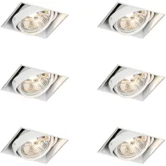 QAZQA Sett med 6 innfelte spotter hvit GU10 AR70 Trimless - Oneon-1
