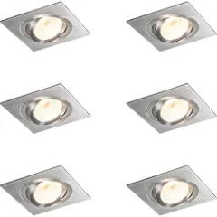 QAZQA Sett med 6 innfelte spotter stål vippbare - Lock 1-1