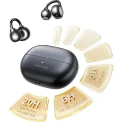 Usams Echo R02 Clip-On trådløse øretelefoner - svart-3