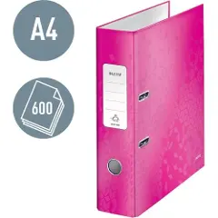 Leitz Brevordner 180° WOW Laminert kartong A4/80mm Rosa-5