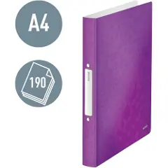 Leitz WOW - Ringperm - for A4 (210 x 297 mm) - kapasitet: 190 ark - metallisk purpur-3